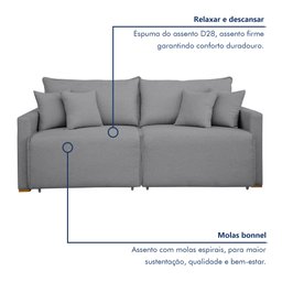Sofá Cama Retrátil e Reclinável 220cm Júlia Linho  - 8