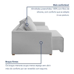 Sofá Cama Retrátil e Reclinável 220cm Júlia Linho  - 7