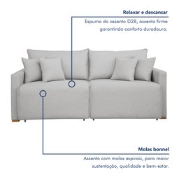 Sofá Cama Retrátil e Reclinável 220cm Júlia Linho  - 8