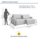 Ver imagem 3 de Sofá Cama Retrátil e Reclinável 3 Lugares Linho Gelo 220cm Júlia Yescasa