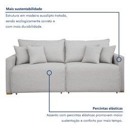 Sofá Cama Retrátil e Reclinável 220cm Júlia Linho  - 6