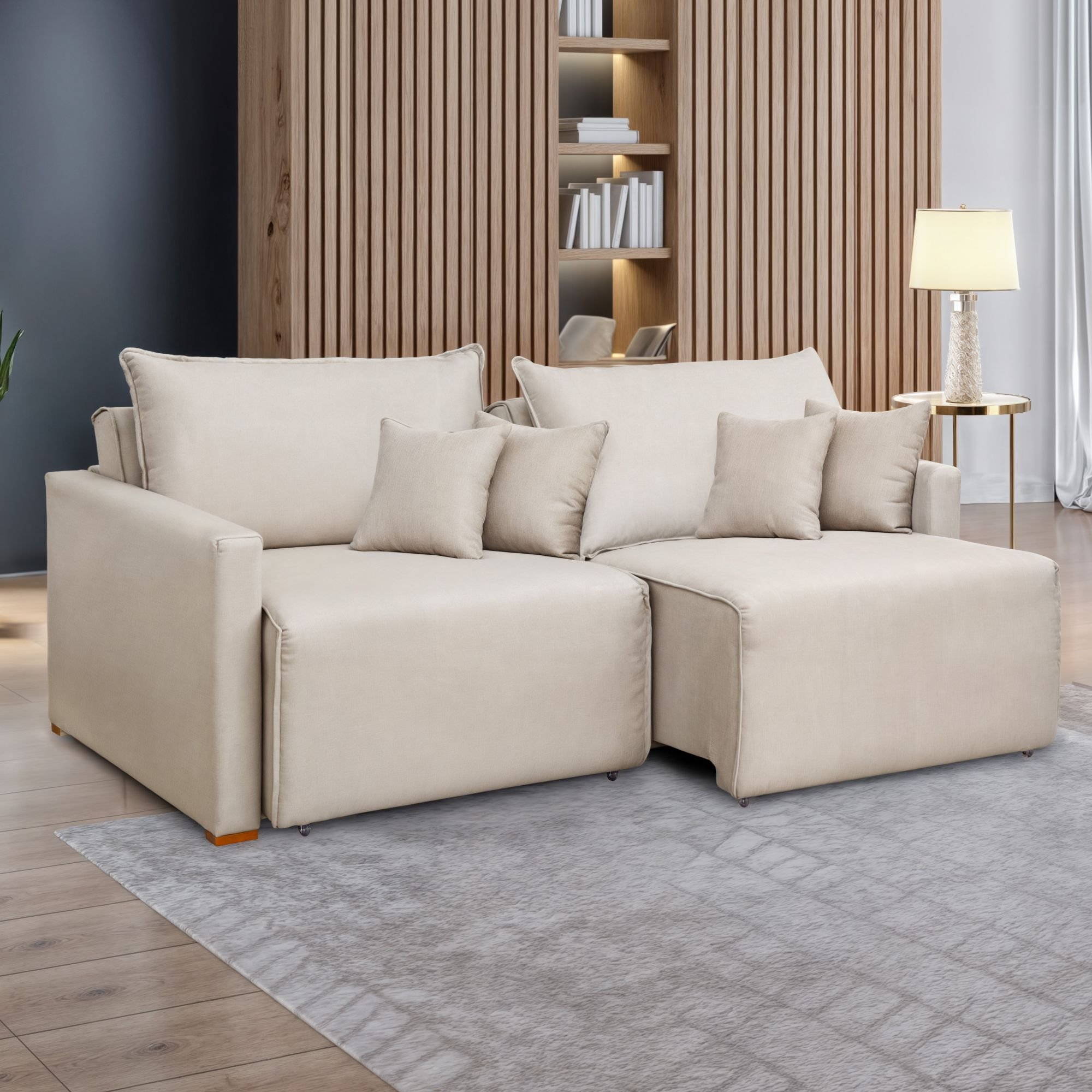 Sofá Cama Retrátil e Reclinável 220cm Júlia Linho 