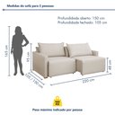Ver imagem 3 de Sofá Cama Retrátil e Reclinável 3 Lugares Linho Bege 220cm Júlia Yescasa