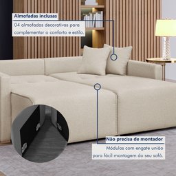 Sofá Cama Retrátil e Reclinável 220cm Júlia Linho  - 9