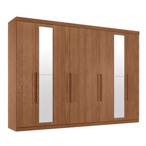 Guarda Roupa Roupeiro Casal Espelhos 8 Portas 4 Gavetas Master New 8.4 Jatoba Santos Andirá