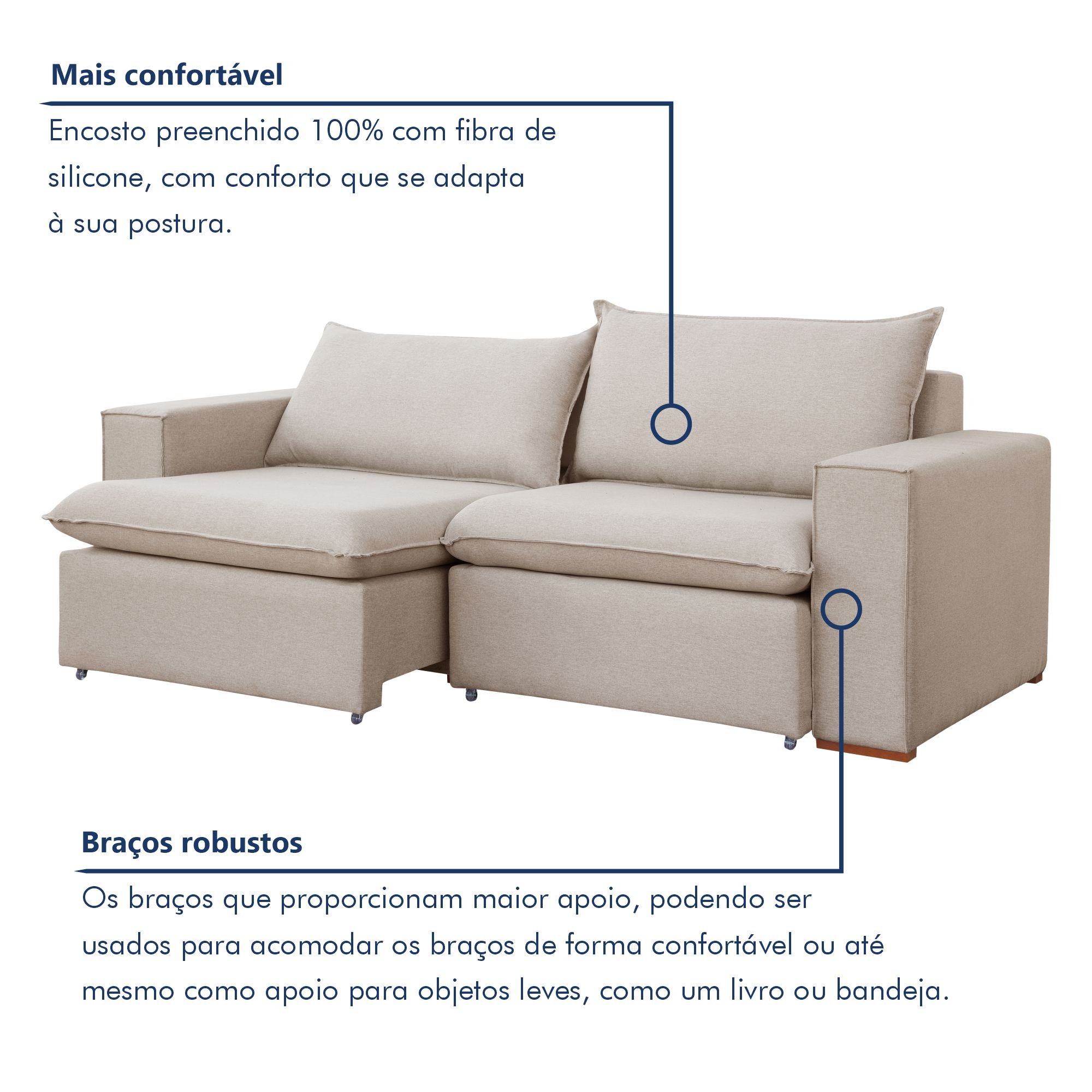 Sofá Retrátil 200cm Barcelona Veludo   - 6
