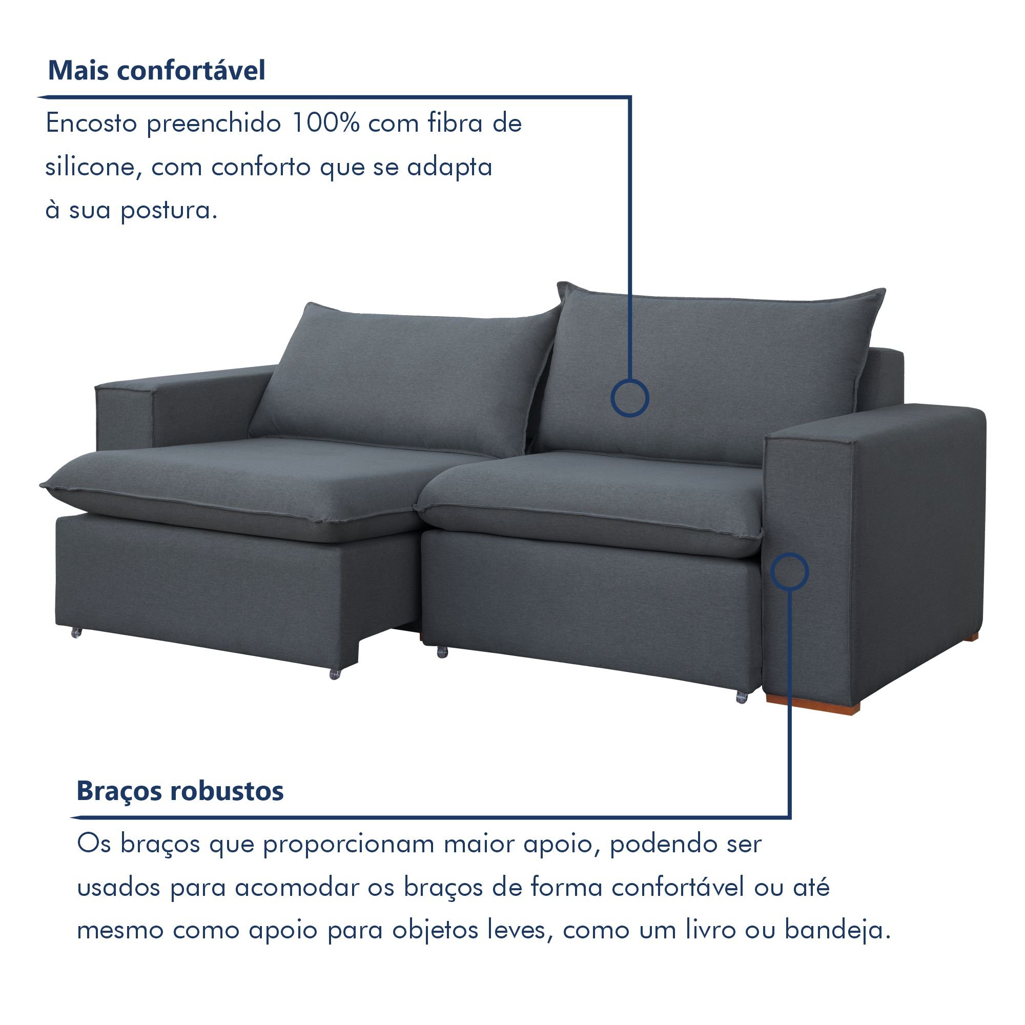 Sofá Retrátil 200cm Barcelona Veludo  - 6