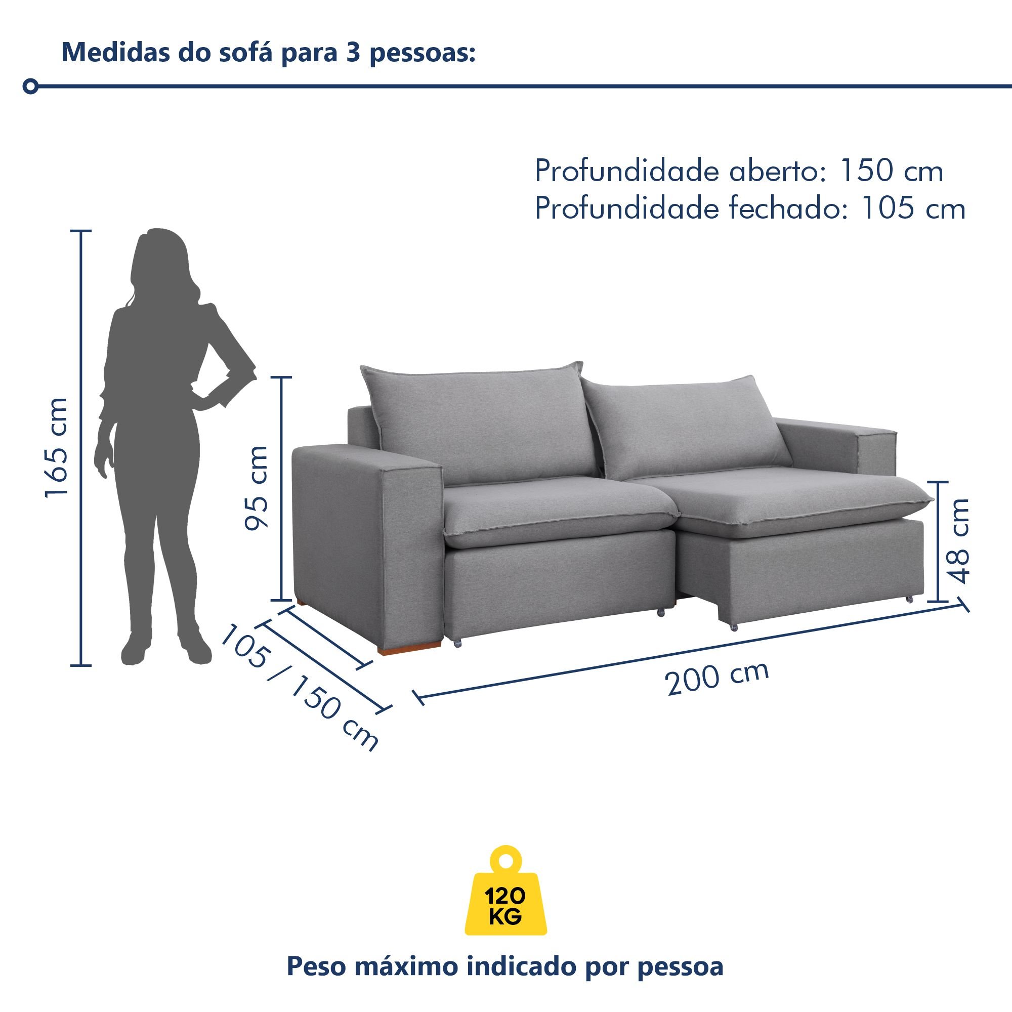 Sofá Retrátil 200cm Barcelona Linho  - 9