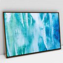 Ver imagem 1 de Quadro Decorativo em Canvas Abstrato Pincelada Azul Claro TaColado Moldura Flutuante 4,5cm Freijó 12
