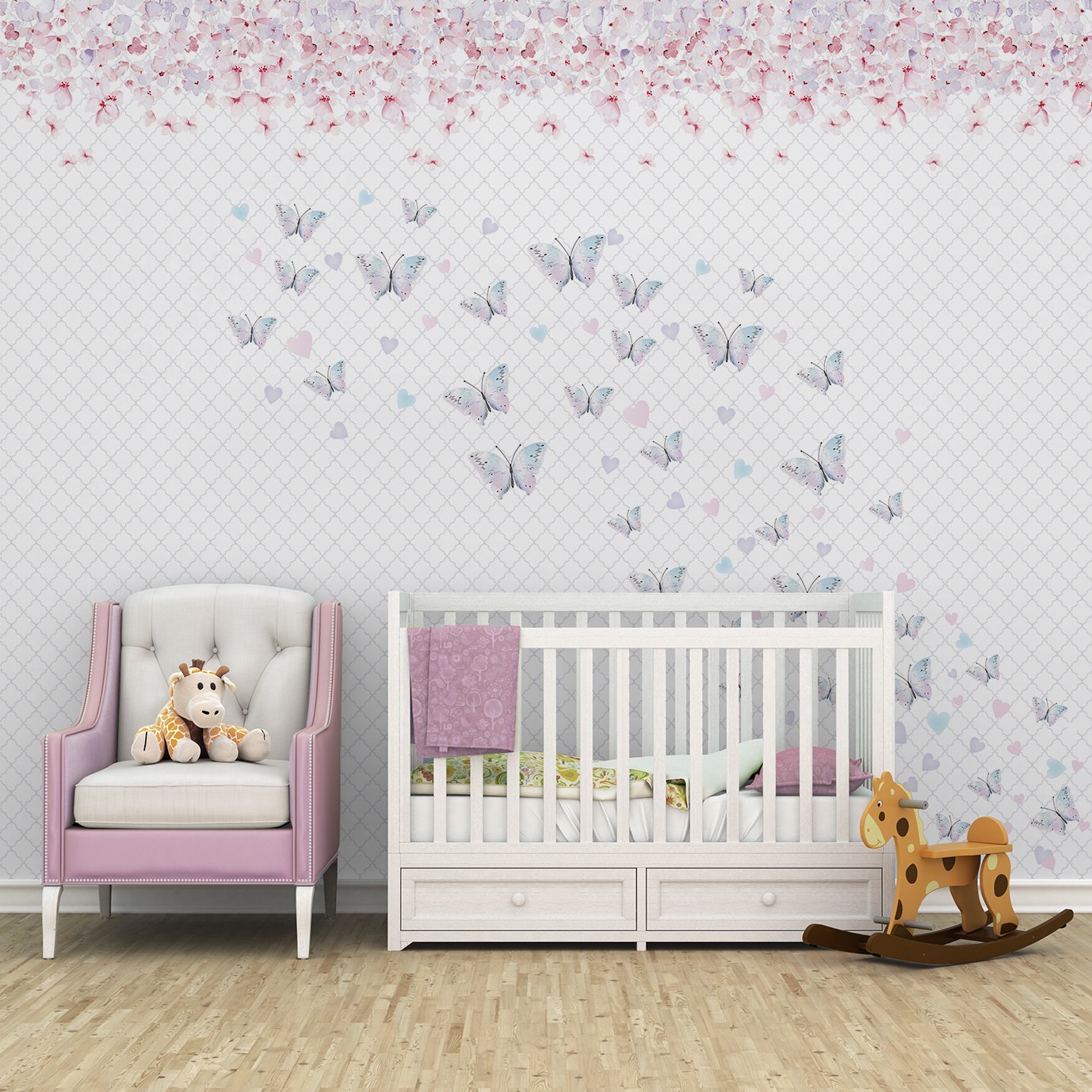 Papel de parede borboleta infantil para quarto de bebê M² PP85 - 3