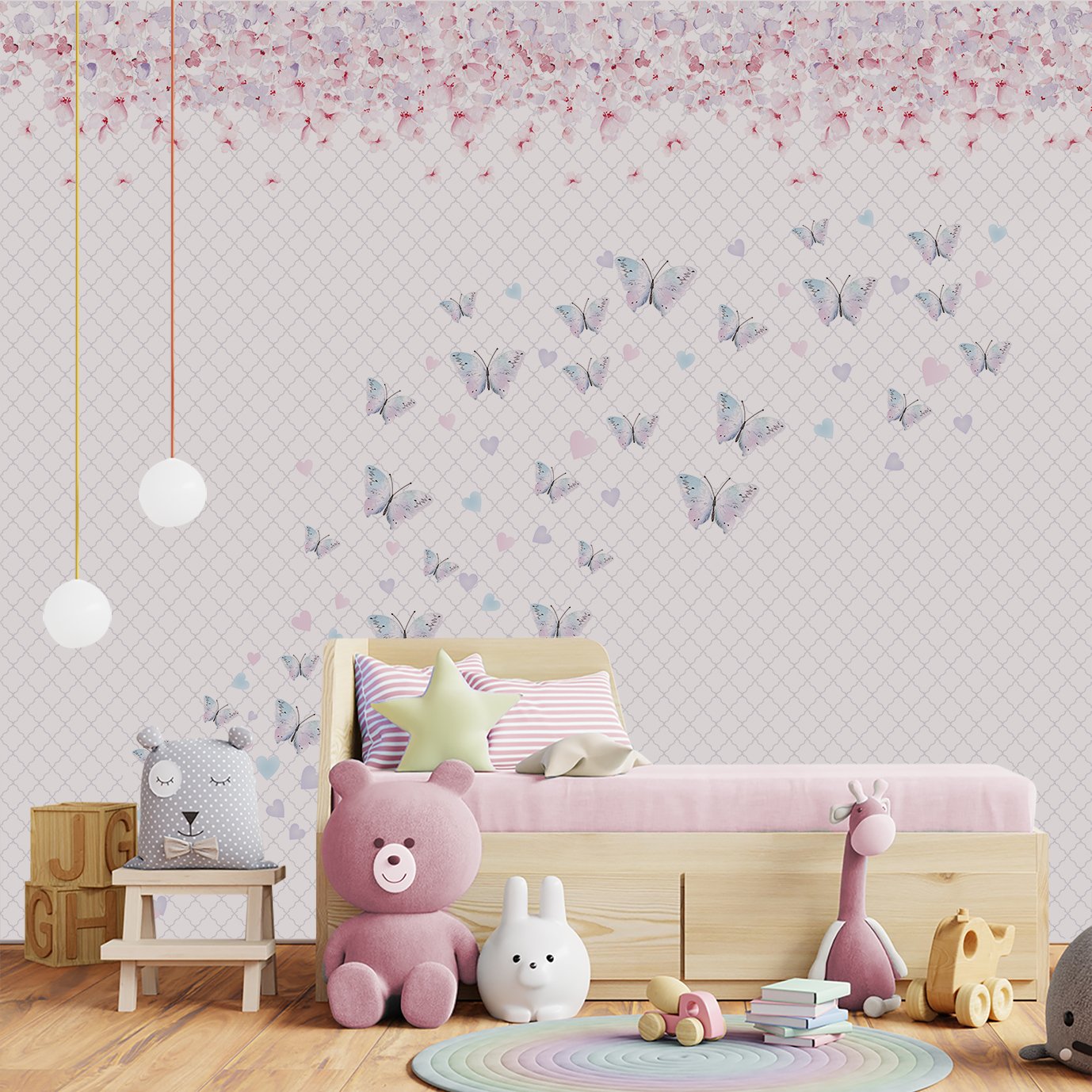 Papel de parede borboleta infantil para quarto de bebê M² PP85 - 2