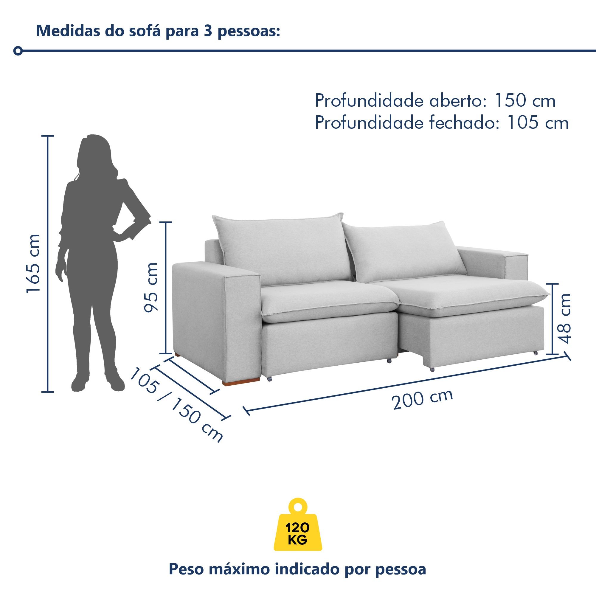 Sofá Retrátil 200cm Barcelona Linho  - 9