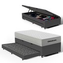 Ver imagem 1 de Cama Box Baú com Colchão de Molas Ensacadas Ortobom One Face Plenno Superpocket + Auxiliar de