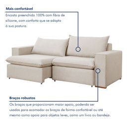 Sofá Retrátil 200cm Barcelona Linho  - 6