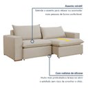 Ver imagem 4 de Sofá Retrátil 3 Lugares Linho Bege Barcelona 200cm Yescasa
