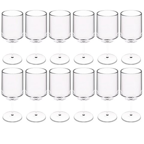 12 Taças para Vinho Água Drinks 250ml Crippa Plástico Resistente Transparente 