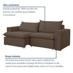 Sofá Retrátil 220cm Barcelona Veludo  - 6