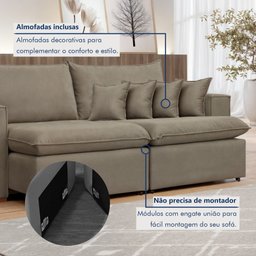 Sofá Retrátil 220cm Barcelona Veludo   - 8