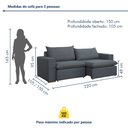 Ver imagem 3 de Sofá Retrátil 2 Lugares 220cm Pés Madeira Maciça Barcelona Yescasa