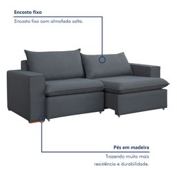 Sofá Retrátil 220cm Barcelona Veludo  - 3