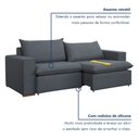 Ver imagem 6 de Sofá Retrátil 3 Lugares Veludo Cinza Barcelona 220cm Yescasa