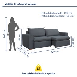 Sofá Retrátil 220cm Barcelona Veludo  - 9