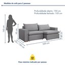 Ver imagem 4 de Sofá Retrátil 3 Lugares Linho Cinza Barcelona 220cm Yescasa