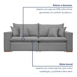 Sofá Retrátil 220cm Barcelona Linho  - 7
