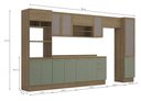 Ver imagem 3 de Armário de Cozinha Modulada Completa Reta 9 Peças 4,00m Botanic Kappesberg - Nogueira/verde Oliva