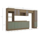 Ver imagem 3 de Armário de Cozinha Modulada Completa Reta 9 Peças 4,00m Botanic Kappesberg - Nogueira/verde Oliva