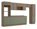 Ver imagem 2 de Armário de Cozinha Modulada Completa Reta 9 Peças 4,00m Botanic Kappesberg - Nogueira/verde Oliva