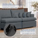 Ver mais imagens de Sofá Retrátil 3 Lugares Veludo Cinza Barcelona 240cm Yescasa
