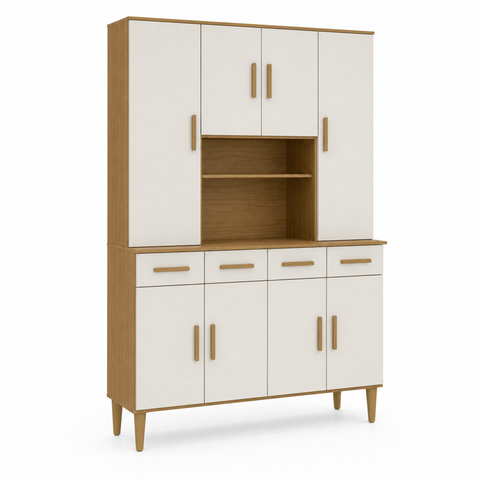 Cozinha Modulada Master 8 Portas 4 Gavetas Cinamomo Off White Formimóveis