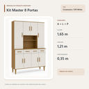 Ver imagem 3 de Cozinha Modulada Master 8 Portas 4 Gavetas Cinamomo Off White Formimóveis