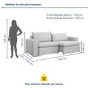 Ver imagem 4 de Sofá Retrátil 3 Lugares Linho Gelo Barcelona 240cm Yescasa