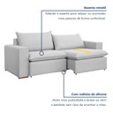 Ver imagem 6 de Sofá Retrátil 3 Lugares Linho Gelo Barcelona 240cm Yescasa