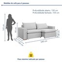 Ver imagem 3 de Sofá Retrátil 3 Lugares 240cm Pés Madeira Maciça Barcelona Yescasa