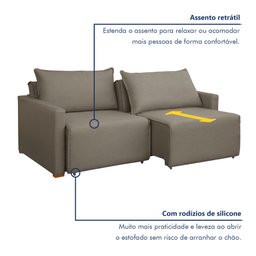 Sofá Cama Retrátil e Reclinável 200cm Júlia Veludo   - 5