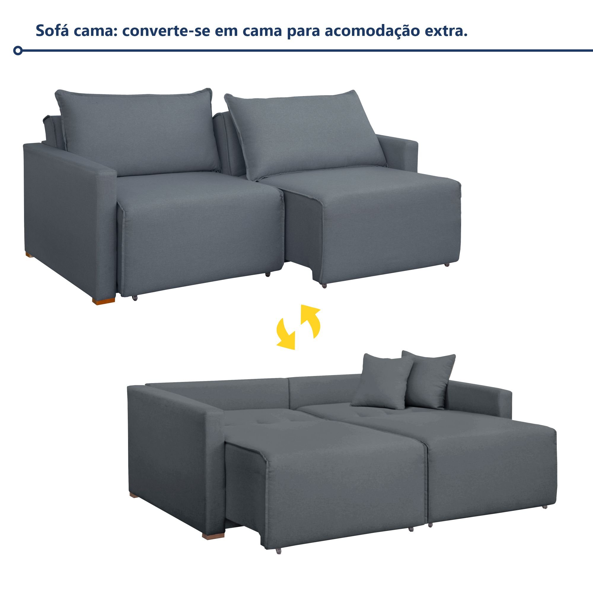 Sofá Cama Retrátil e Reclinável 200cm Júlia Veludo  - 3