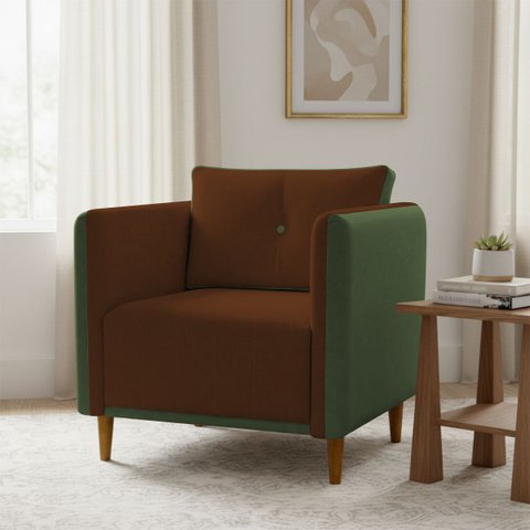 Poltrona Decorativa Aviv para Sala Escritório Recepção Luxo Linho Premium Easy Clean Corino Premium