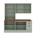 Ver imagem 3 de Cozinha Completa Iluminata 9 Portas 3 Gavetas 100% Mdf com Vidro Mint/ébano - Genialflex