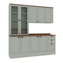 Ver imagem 1 de Cozinha Completa Iluminata 9 Portas 3 Gavetas 100% Mdf com Vidro Mint/ébano - Genialflex
