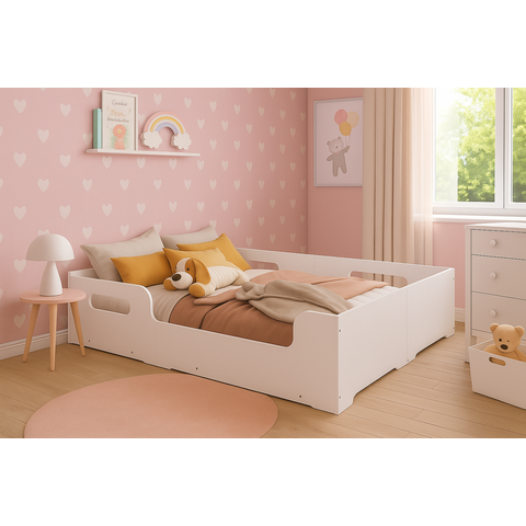 Cama Montessoriana Infantil Casal Princesa Menina Moderna 100% MDF - Branco