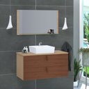 Ver imagem 1 de Conjunto Armário de Banheiro Berlim 60 Cm Mdf + Espelheira + Cuba