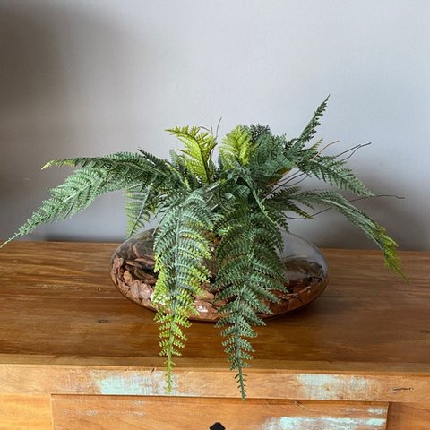 Arranjo Completo Centro Mesa Grande Samambaia E Vaso Vidro