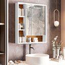 Ver imagem 2 de Armário de Banheiro com Espelheira 1 Porta Olimpia Espelho - Branco C/ Cedro