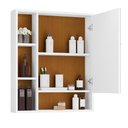 Ver imagem 3 de Armário de Banheiro com Espelheira 1 Porta Olimpia Espelho - Branco C/ Cedro