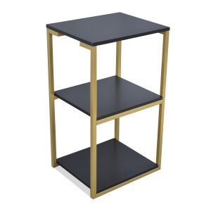 Prateleira Industrial Apoio Lateral Base Dourado Tampo Preto