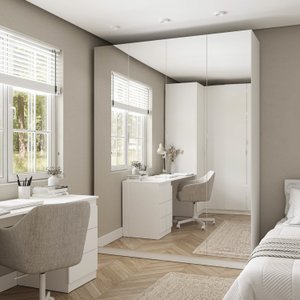 Guarda Roupas Modulado com Espelho 3 Portas com Cabideiro Hera CabeCasa MadeiraOriginals