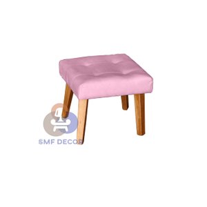 Puff Banqueta Decorativa Glamour Dubai com Pés Quadrado Rosê